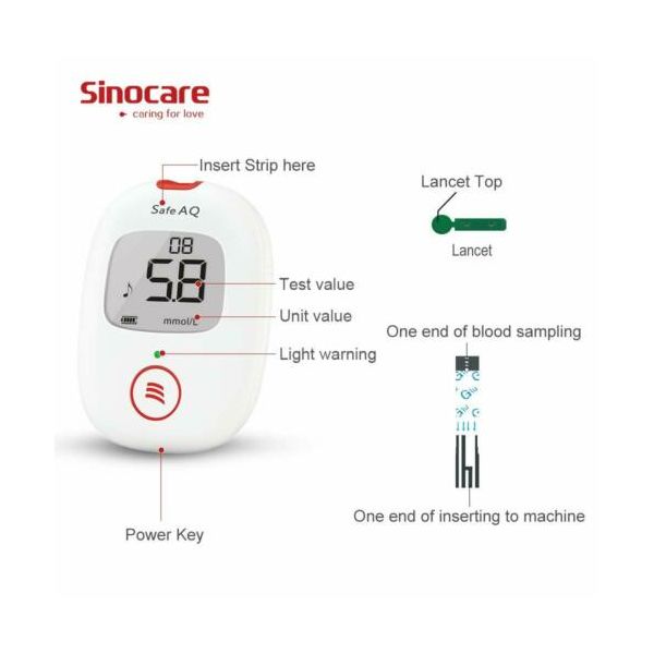 Sinocare Voice Blutzucker-Glukometer Diabetischer Zuckertest 