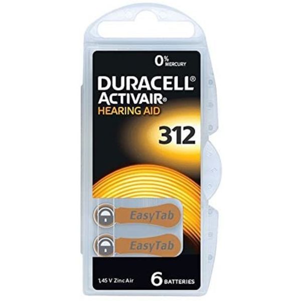 6X 1,45V Duracell 312 Activair Hearing Aid Zinc Air Blister Hörgeräte Batterien