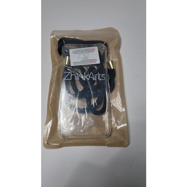 ZhinkArts Handykette kompatibel mit Apple iPhone 7 Plus / 8 Plus - 5,5" Display - Smartphone Necklace Hülle mit Band - Handyhülle Case mit Kette zum umhängen in Schwarz - Gold