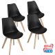 Set 4 Stühle Design Tulpe mit kunstleder Kissen und Beinen aus Buchenholz