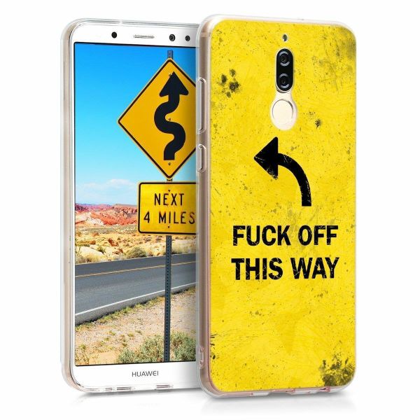 kwmobile Huawei Mate 10 Lite Hülle - Handyhülle für Huawei Mate 10 Lite - Handy Case in Fuck Off This Way Design Schwarz Gelb