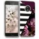 Handyhülle für Motorola Moto G5 Plus - Handy Case in Blumen Streifen Mix Design Pink Schwarz Weiß