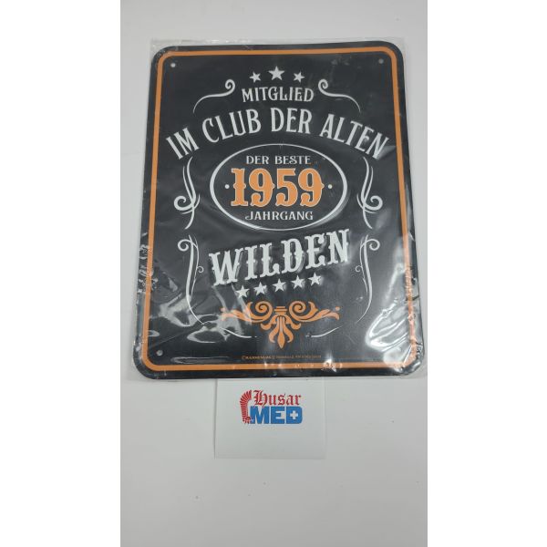 RAHMENLOS Original Blechschild "Im Club der Alten" 17 x 22cm