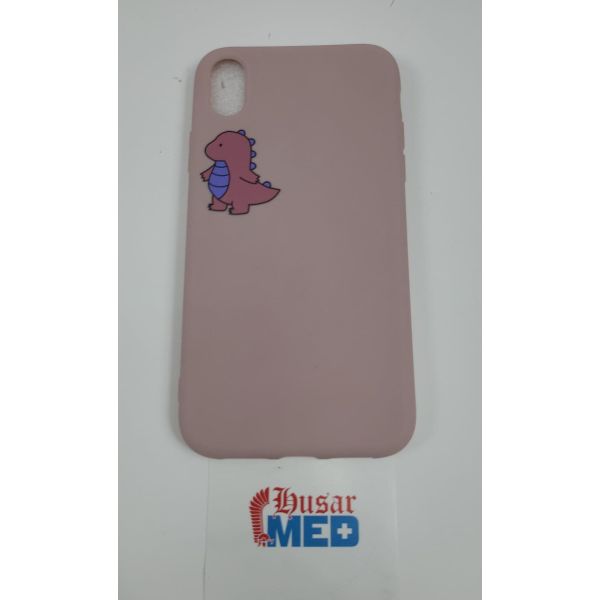 Caseative iPhone X Silikonhülle Dinosaurier rosa