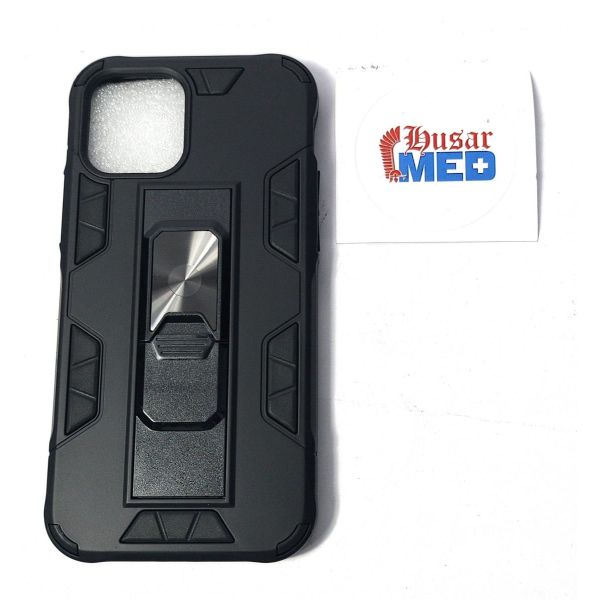 Mikikit Kompatibel mit iPhone 12 Hülle (6.1") Kickstand Protective Case Halter, Schwarz