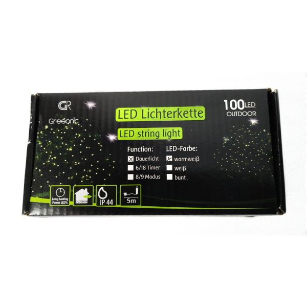 Gresonic 100 LED Lichterkette warmweiß