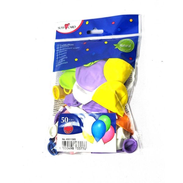 Susy Card 40011585 – Packung mit 50 Latexballons, verschiedene Farben
