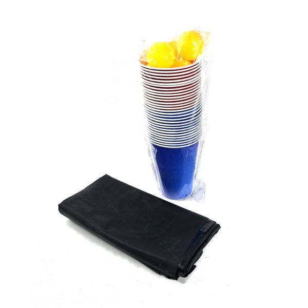 Cieex Bierpong-Set enthält 1 Bierpong-Tischset Party-Plastikbecher (15 blaue & 15 rote) 8 Tischtennisbälle