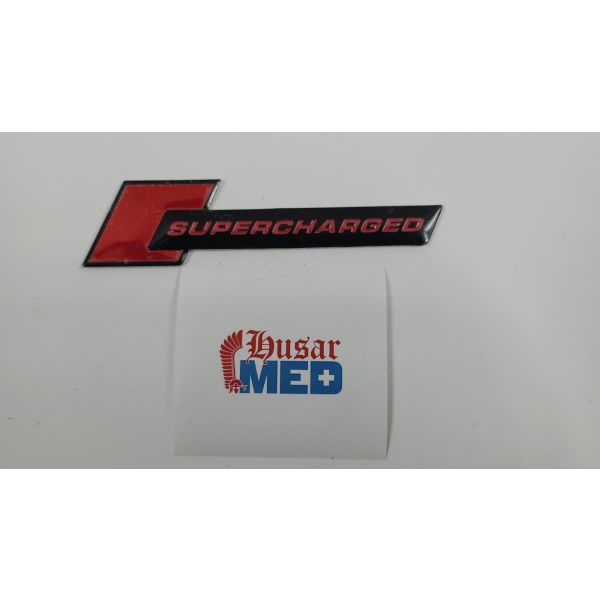3D Metall Chrom SUPERCHARGED ROT Turbo Tuning Aufkleber Emblem Logo TS-105
