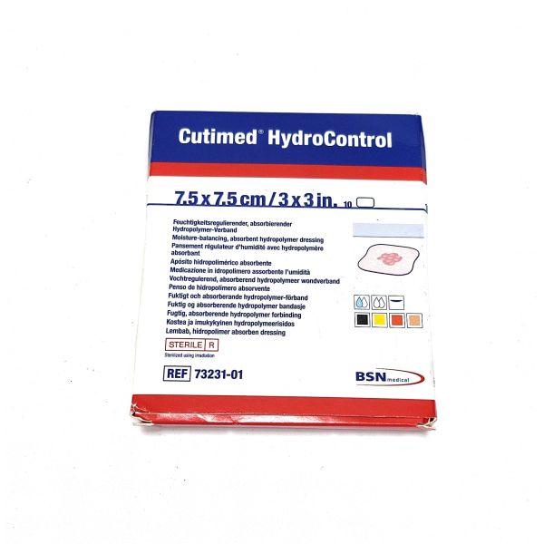 Cutimed HydroControl 7,5 x 7,5 cm 10 Kompressen Hydropolymerverband