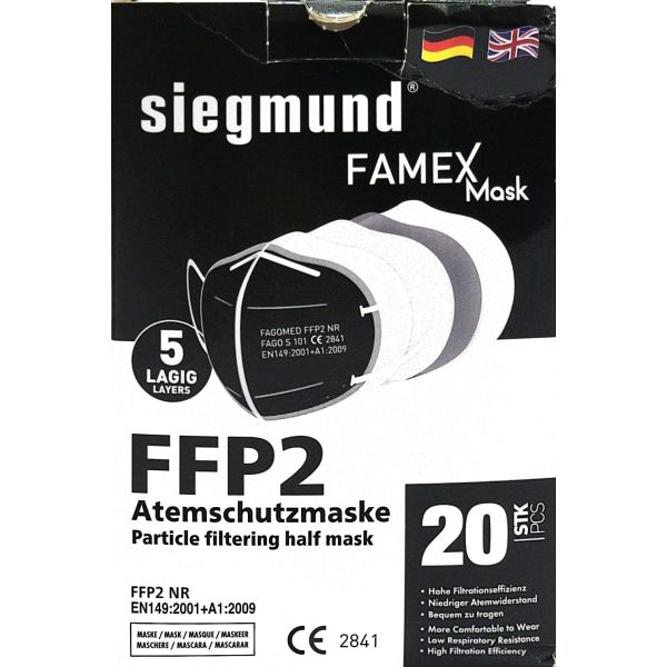 FFP2 Atemschutzmaske schwarz 20 Stück