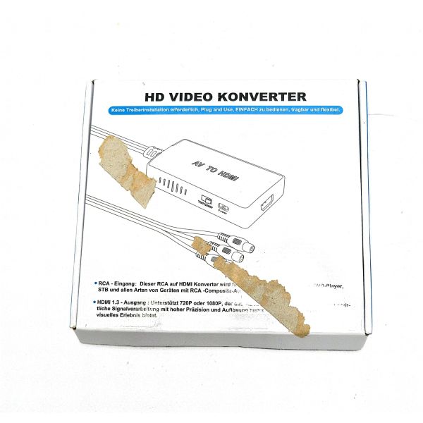 RCA auf HDMI Konverter, AV-zu-HDMI-Adapter mit RCA-Kabel 1080P Unterstützt PAL/NTSC/SECAM für TV DVD DVR VCR PS2/3 VHS Wii BlueRay