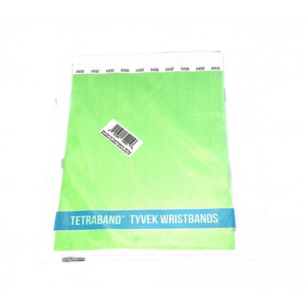 WristCo Tyvek-Armbänder, 1,9 cm, Neongrün, 500 Stück