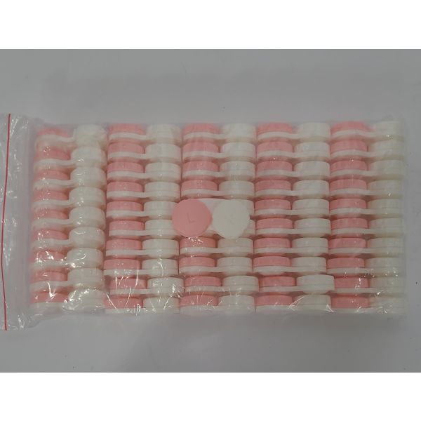 50 Stück Kontaktlinsenbehälter aus Kunststoff rosa/weiß