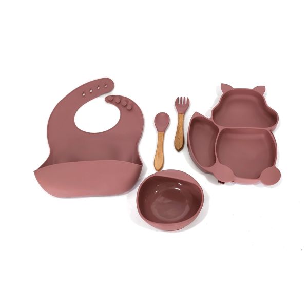 Hoseay Kinderteller Sets Silikon, 5 Stücke - Rosa