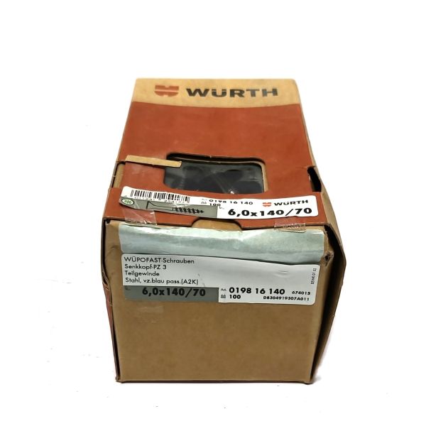 Würth WÜPOFAST 3.0, Weißzink Holzschraube 6,0x140/70 (100 Stk.)