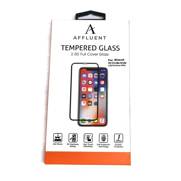 Affluent Displayschutzfolie aus gehärtetem Glas , 2.5D für iPhone 12 pro Max