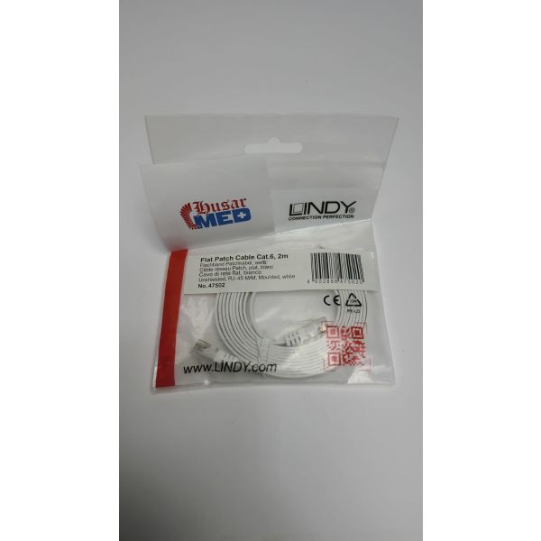 LINDY 47502 - Cat.6 Flachband-Patchkabel ungeschirmt – Weiß - 2 m