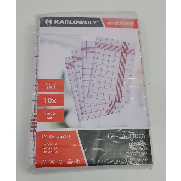 Karlowsky Geschirrtuch, 50 x 70 cm 10Stück Rot