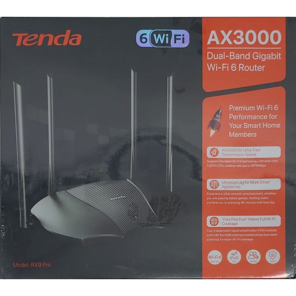 Tenda RX9 Pro Wi-Fi 6 WLAN Router (AX3000 Dual-Band 5GHz: 2402 Mbit/s + 2,4GHz: 574 Mbit