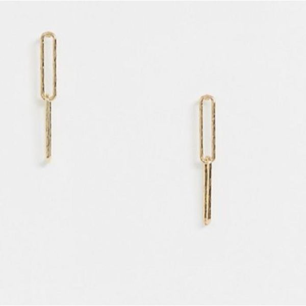 ASOS DESIGN-Ohrringe mit gehämmerten Kettengliedern in Goldtönen