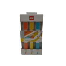 Set von 3 bunten orange, gelben und blauen Lego-Textmarkern