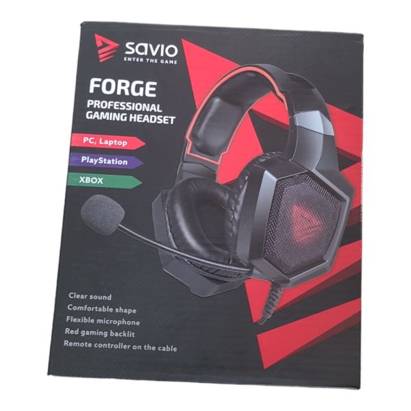 Savio SAVGH-FORGE Kabelgebunden  Gaming  Kopfhörer Schwarz Rot