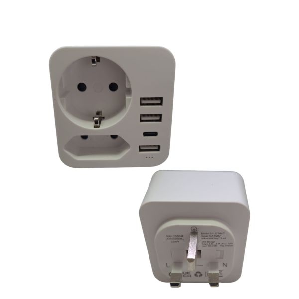 Adapter England Deutschland Stecker mit 3 USB 1 USB C(3.4A),Reisestecker Steckdosenadapter Stromadapter Typ G für UK Irland Großbritannien Dubai,Wand Ladegerät