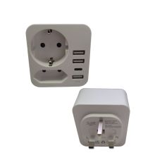 Adapter England Deutschland Stecker mit 3 USB 1 USB...