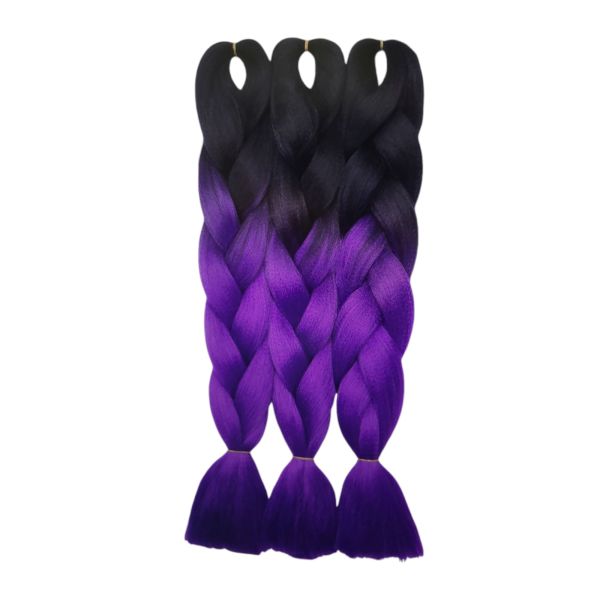 24" Braids Extensions Flechten Hair Extensions Crochet Haar Kunsthaar Kanekalon Colorful 4 PCS Schwarz bis Lila