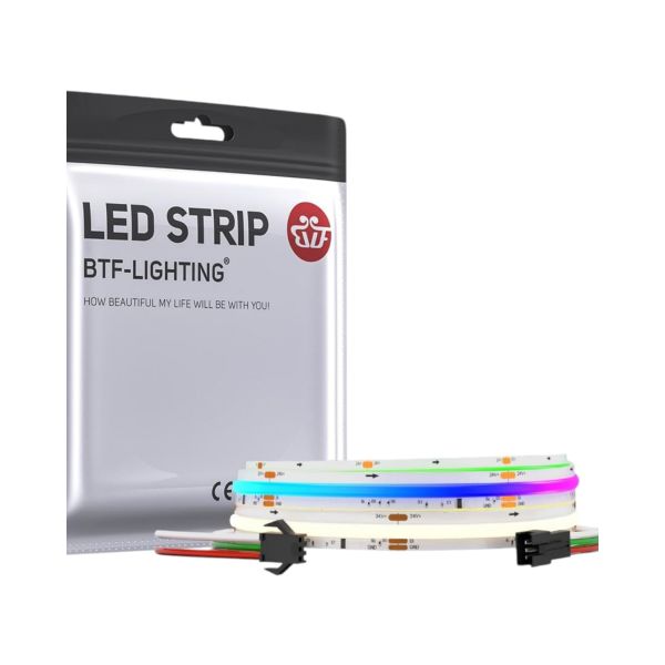 BTF-LIGHTING FCOB SPI RGBNW(4000K) Flexible Hohe Dichte COB LED-Streifen WS2814 IC RGBW LED Strip 1M 784LEDs/m 21W/M DC24V IP30 Chasing Farbe DIY Dekoration(Nicht inhalt Controller&Netzteil) [Energieklasse G]