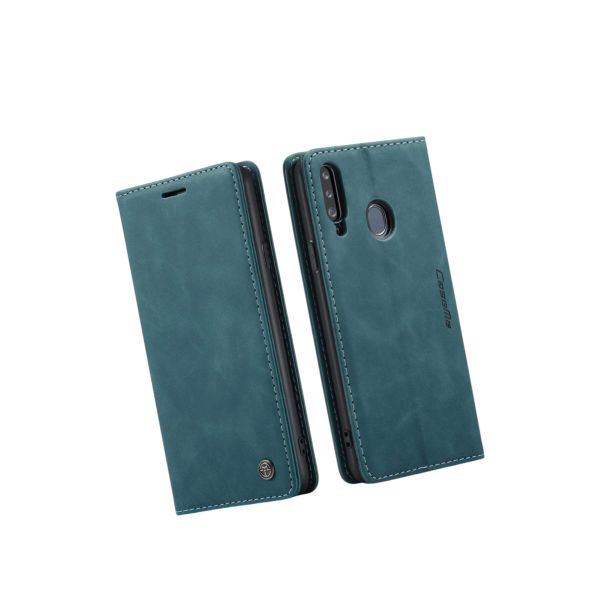 Ququcheng Schutzhülle für Samsung Galaxy A20S, Schutzhülle aus Leder, Flip Case mit Magnetverschluss, Blau