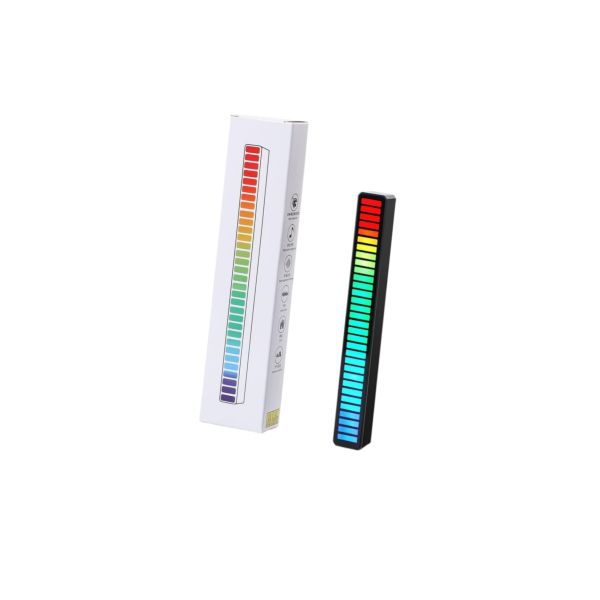 RGB-Sprachaktivierte Pickup-Rhythmus-Licht, 32-Bit-Music-Level-Anzeige Aluminium-Anzeige Sound Bar-Sprach-Ton-Steuerung Audio-Spektrum RGB-Licht-Licht-Indikator Auto-Desktop