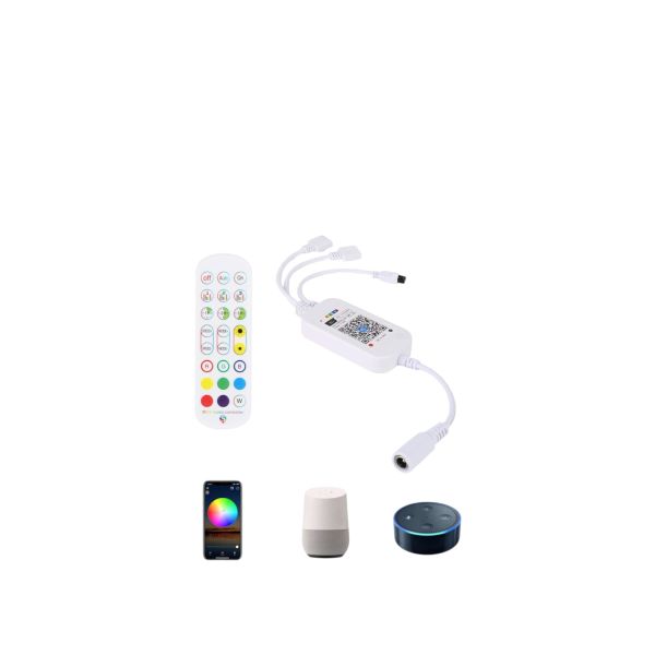 WiFi LED Smart Controller mit Fernbedienung, LUXONIC Wireless RGB WIFI Controller für LED Streifen Smartphone WLAN Control Box für RGB LED Bänder Stripes Band Lichter, Kompatibel mit Alexa Google Home [Energieklasse F]