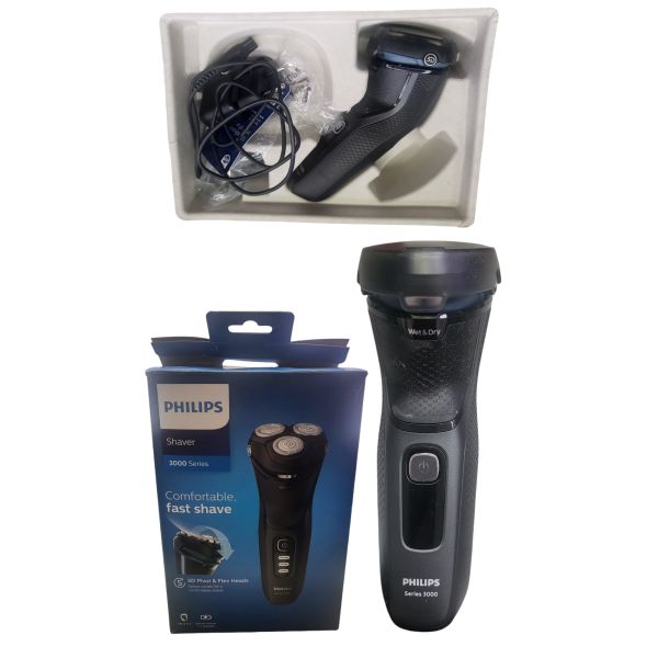 Philips Shaver Series 3000 – Elektrischer Nass- und Trockenrasierer für Männer, mit SkinProtect-Technologie, in Anthrazit, mit ausklappbarem Bartschneider, kabellos (Modell S3145/00)