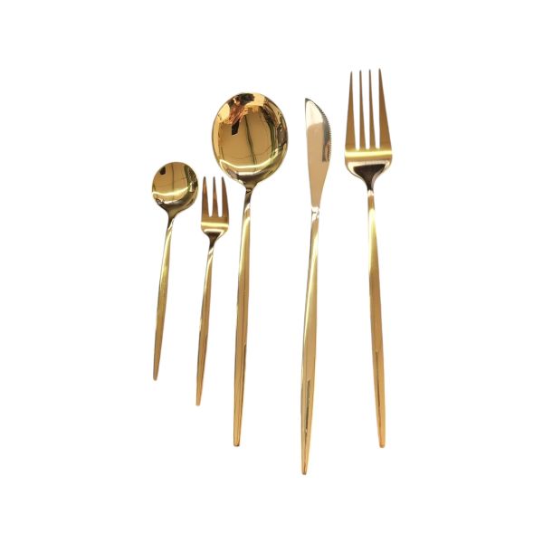 30 pcs Gold Besteck Set Messer Dessert Gabel Tee Löffel Besteck Edelstahl Abendessen Silberwaren Küche Geschirr Set essgeschirr (Color : Gold)