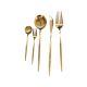 30 pcs Gold Besteck Set Messer Dessert Gabel Tee Löffel Besteck Edelstahl Abendessen Silberwaren Küche Geschirr Set essgeschirr (Color : Gold)