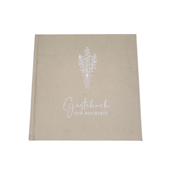 luftundliebe Gästebuch Hochzeit mit Fragen zum ausfüllen, Gästebuch, Hochzeit Gästebuch, Vintage, Hardcover mit echtem Leinenumschlag, Hochzeitsgästebuch, Boho-Stil - Beige