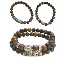 Buddha-Armband - Tigerauge silberfarben