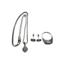 3-tlg. Schmuck-Set Silber aus Edelstahl mit Zirkoniasteine