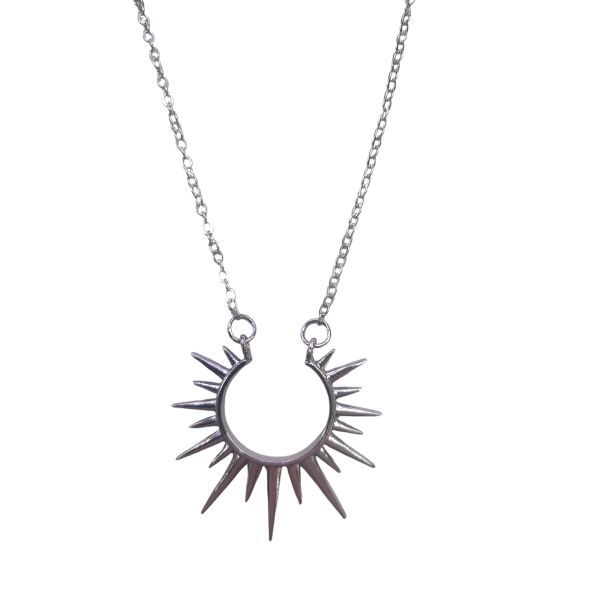 Gothic Spikes Nieten Choker Halskette Gold Sunburst Anhänger Halskette Steigende Sonne Choker Halskette Vintage