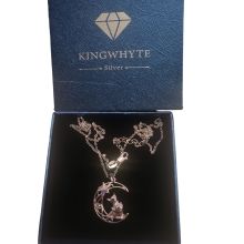 KINGWHYTE Kette Katze 925 Sterling Silber Kristall...