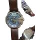 Diesel Mega Chief Herrenuhr mit hellblauem Zifferblatt und braunem Lederarmband – DZ4281