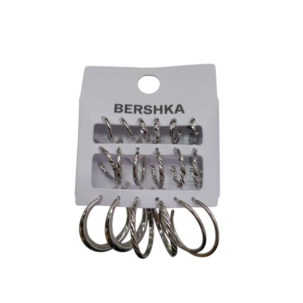 Bershka 9er Set Ohrringe silberfarben