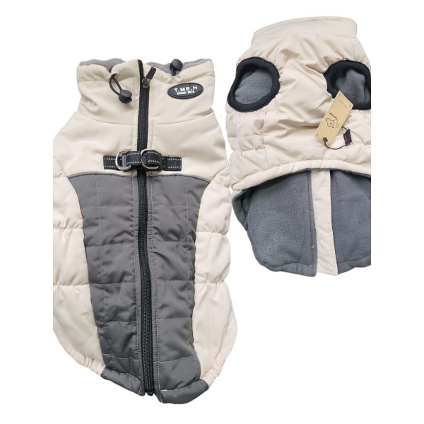 Savlot Hundejacken für den Winter Winddicht Wasserdicht 2 in 1 Outfit Kaltwettermantel Hundewestengeschirr Welpen Winter Warme Jacke Kleines (M, Weiß)