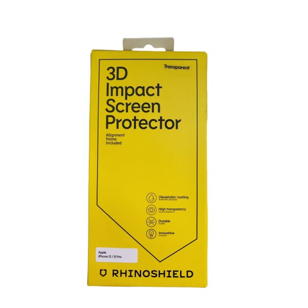 RhinoShield 3D Impact Displayschutzfolie kompatibel mit [iPhone 12/12 Pro] | 3X mehr Aufprallschutz – 3D gebogene Kanten für vollständige Abdeckung – Kratzfest