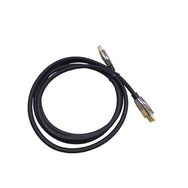 PYTHON Series PREMIUM DisplayPort 1.2 Kabel - 4K @60 Hz / UHD - Vollmetallstecker mit Verriegelung, vergoldete Stecker, 3-fach Schirmung - KUPFERLEITER - Nylongeflecht - SCHWARZ 